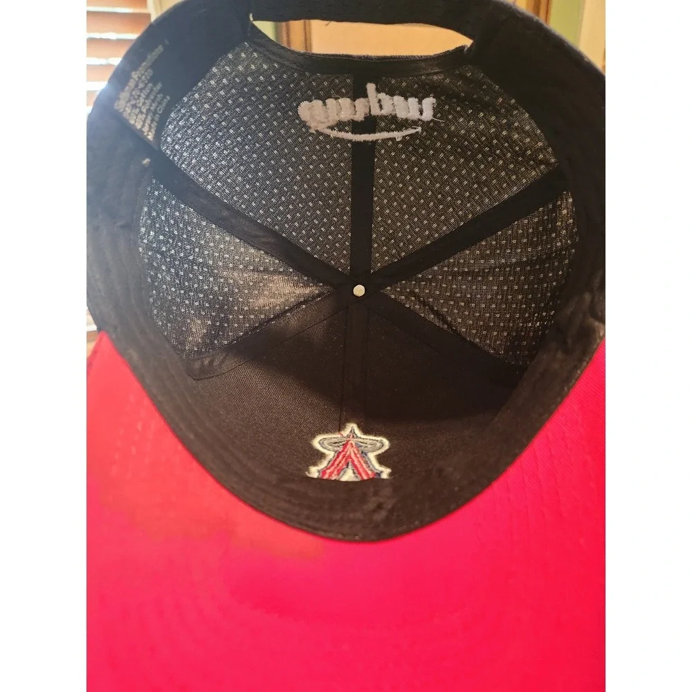 Los Angeles Angels MLB Mesh Baseball Hat‎ Navy Red ampm Logo Adjustable Cap